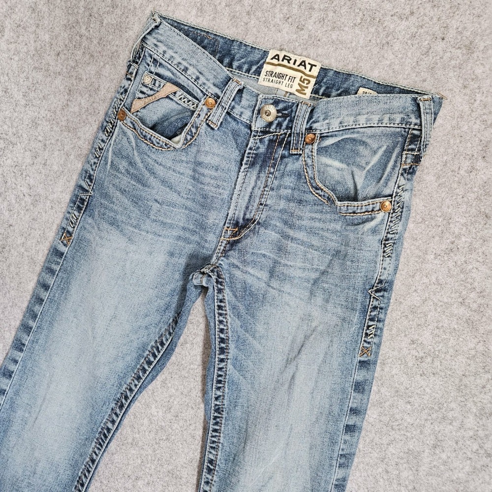 Ariat M5 Mens Straight Leg Jeans 28x34 Light Wash Western Denim Blue